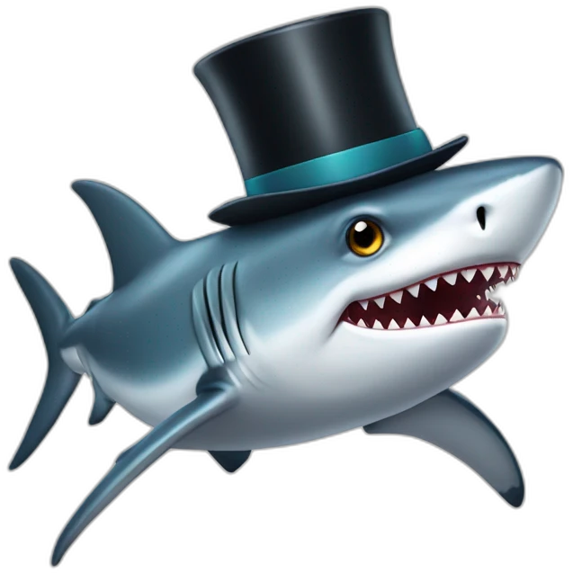 Shark with a top hat emoji
