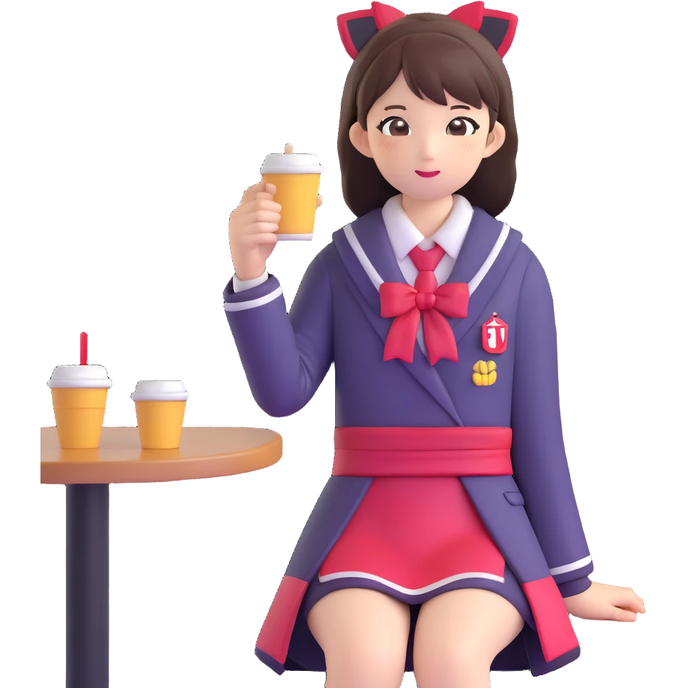 Japanese female high school student in cafe cosplay costume at cultural festival emoji