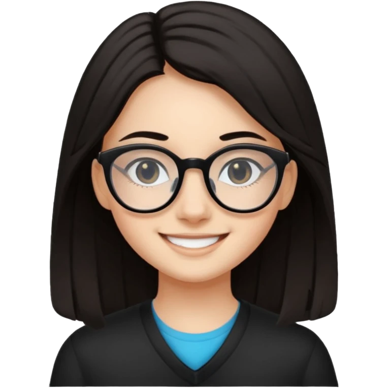 ragazzina di 16 anni mora capelli lunghi con occhiali neri emoji