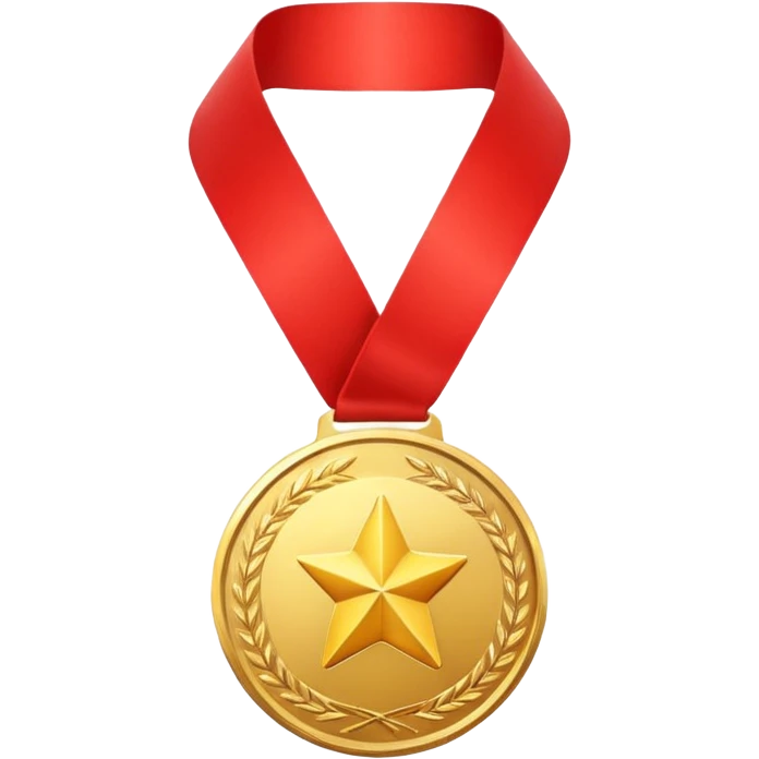 A gold medal with a ribbon emoji