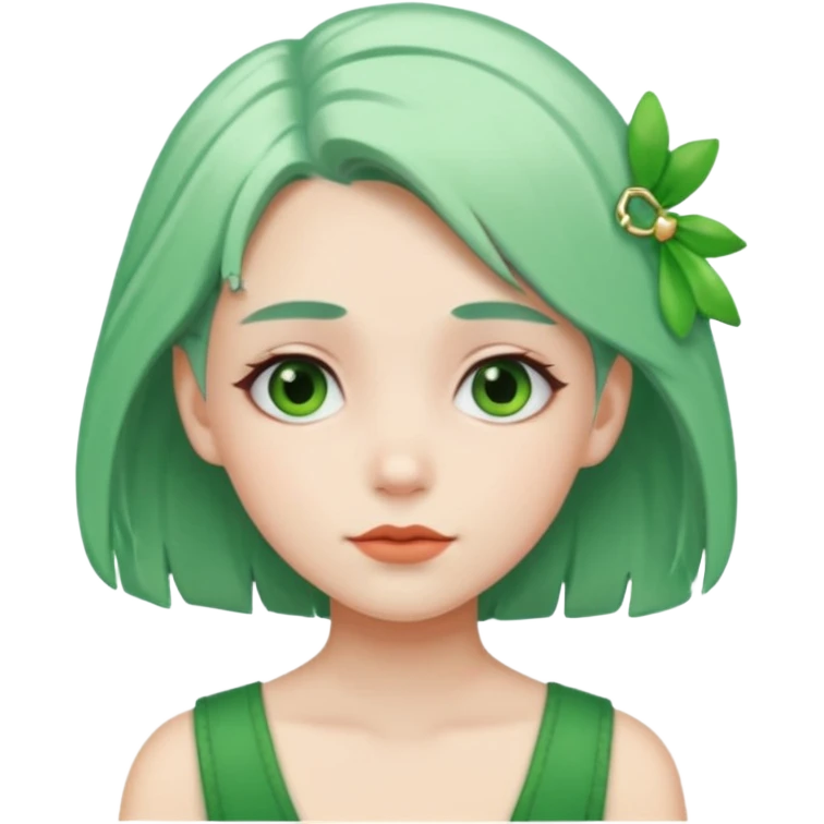 girl with white  green hair clip emoji