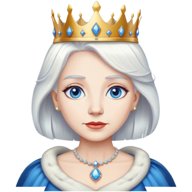 Queen crown , white hair, blue eyes emoji