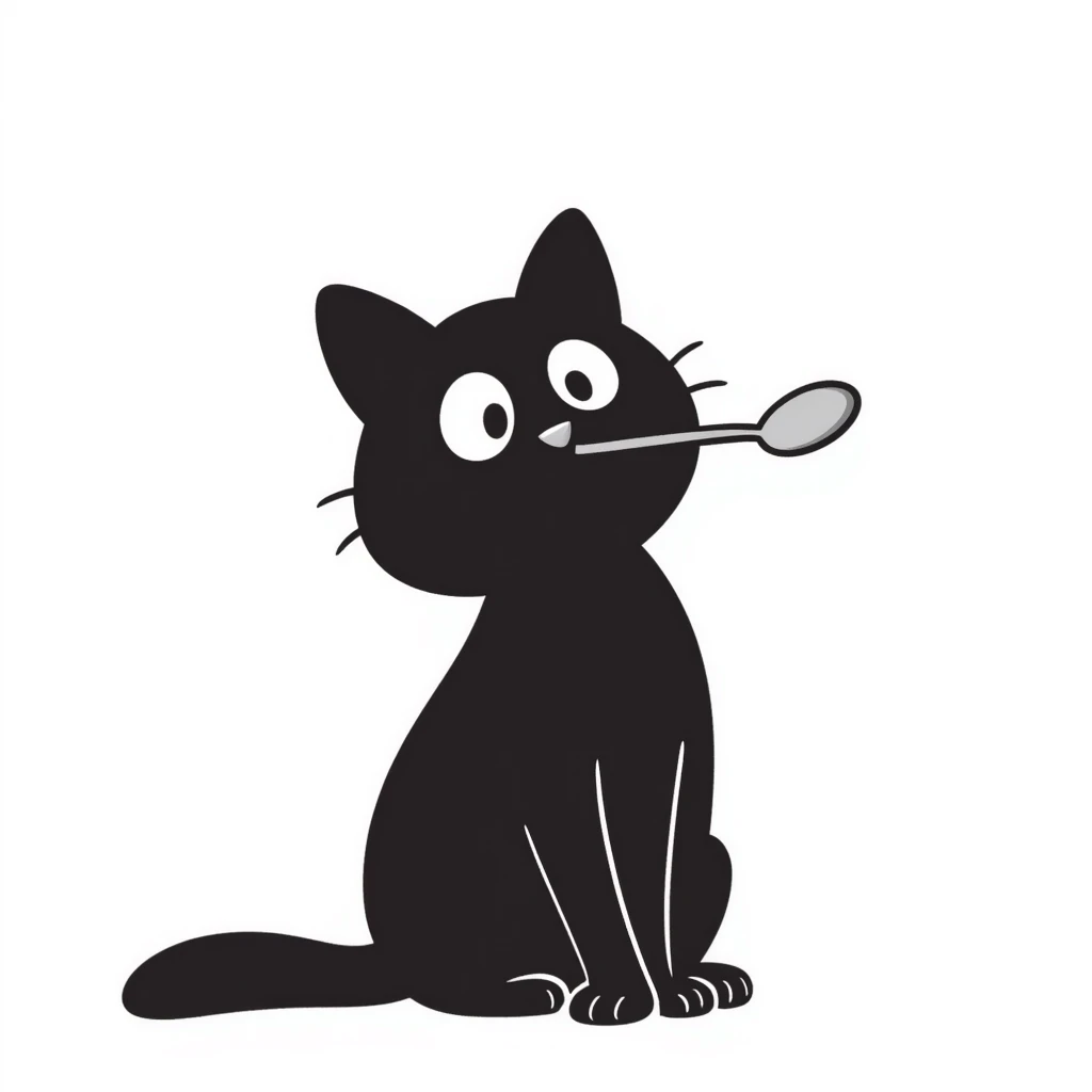 playful cat balancing a spoon on its nose emoji