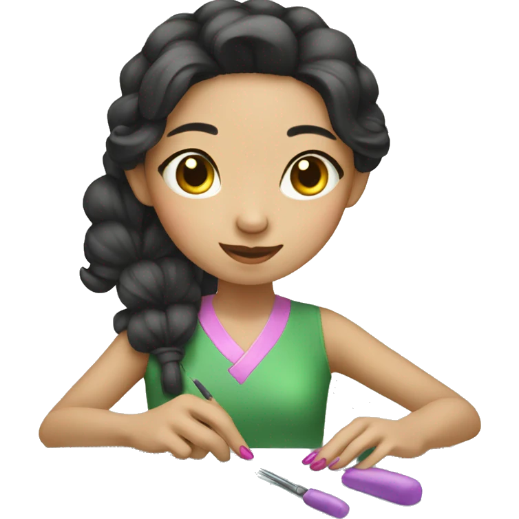 Chineese girl doing nails  emoji
