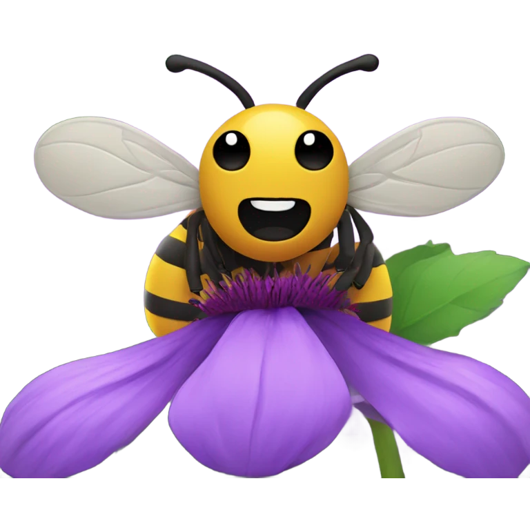 A bee sits on a purple flower emoji