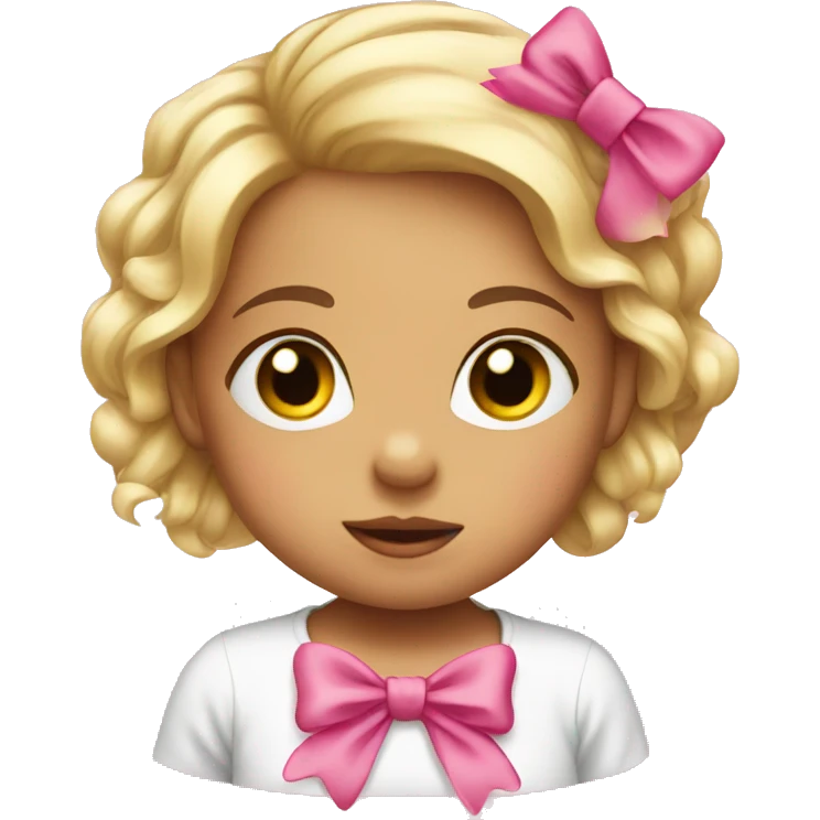 Baby girl emoji with a pink bow emoji