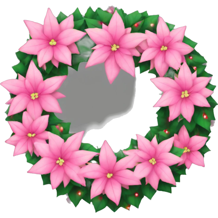 Pink Christmas wreath with light pink poinsettias emoji