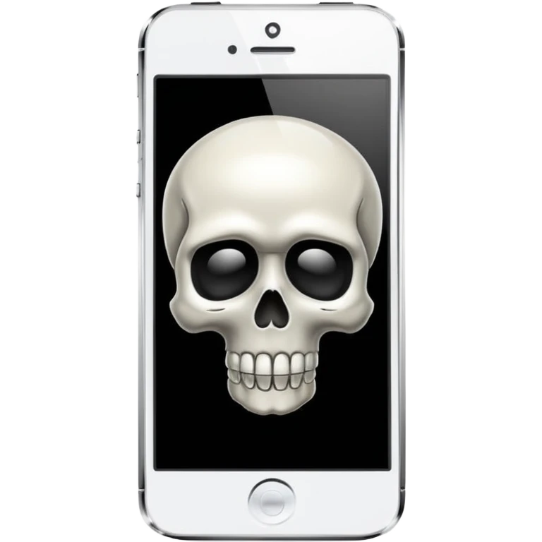iPhone 5s with a skull emoji instead of the Apple logo emoji