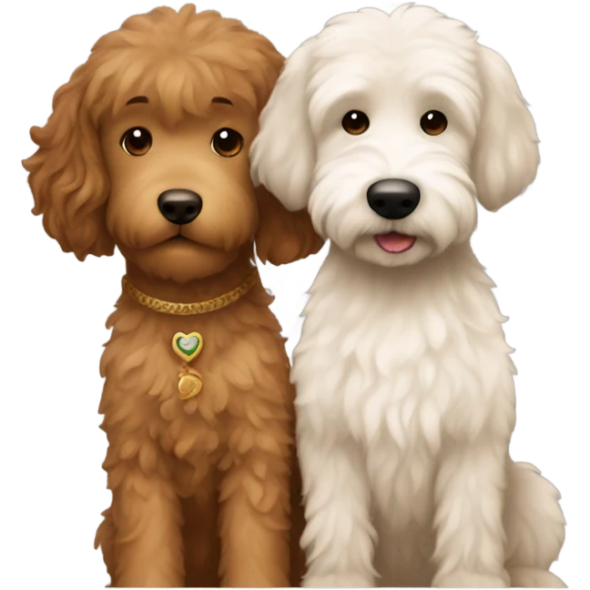A golden doodle and an Indian girl with brown highlights at her ends hugging  emoji