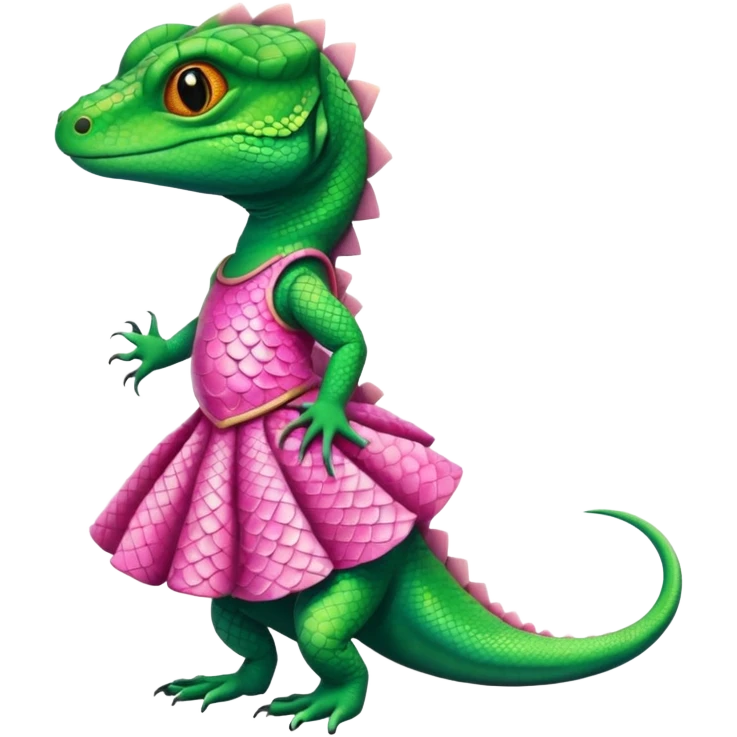 Lizard wears a cute pink dress  emoji