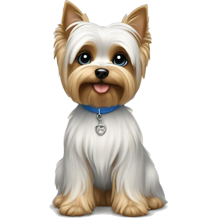 White yorkie with blue eyes sitting  emoji