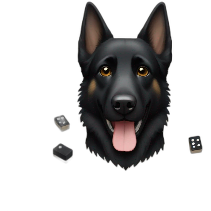 Black german shepherd playing dominoes emoji