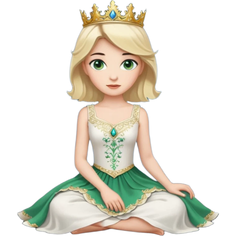 prince,  black Hair, blue eyes, garment,  woman, siiting on prince, white sleveless dress, blonde hair, green eyes, emoji