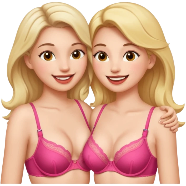 2 girls in bras kissing emoji