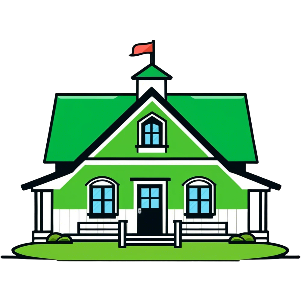 White clubhouse on lawn emoji