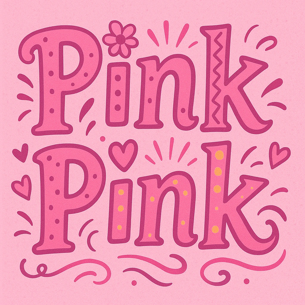 the phrase 'Pink pink' in a playful and creative style with text emoji