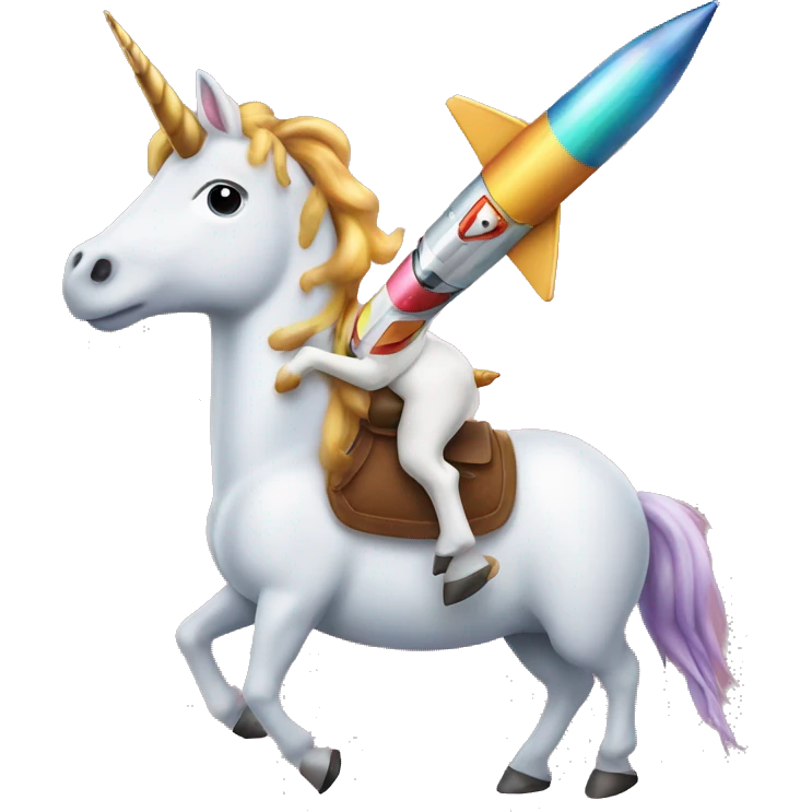 Unicorn with a rocket instead of a horn riding on top of a giraffe emoji