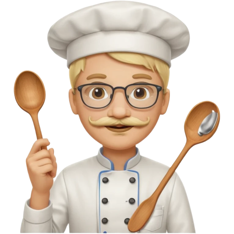 chef with spoon, blonde, with mustace, wearing glasses emoji