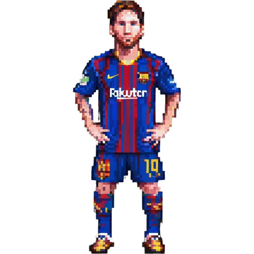 Lionel Messi, football legend, pixel art style emoji