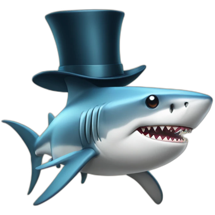 Shark with a top hat emoji