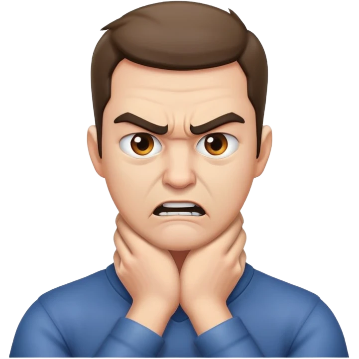 angry man holding his neck with hands  emoji