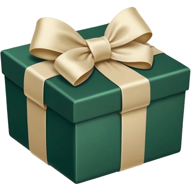 dark green gift box with light beige bow emoji