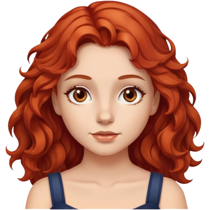 девушка с рыжими, волнистыми волосами до плеч с карими глазами  emoji