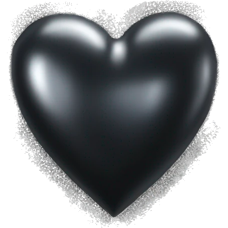 Black 3D silver sparkly heart emoji