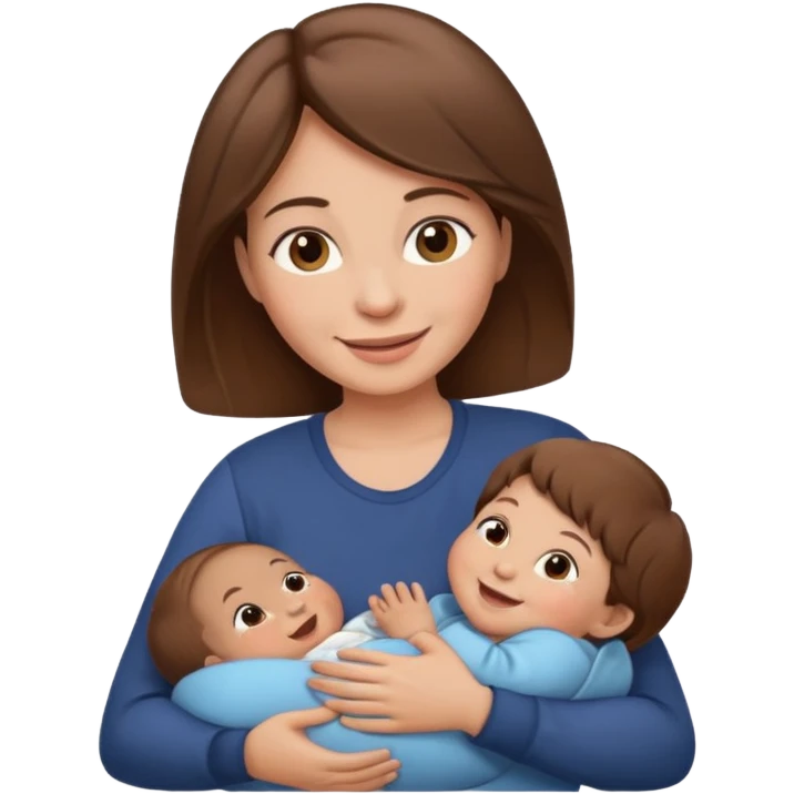 Mother holding 1 infant brown hair fair skin emoji