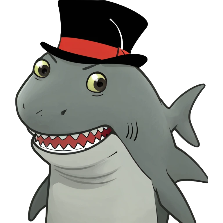 Shark with a top hat emoji