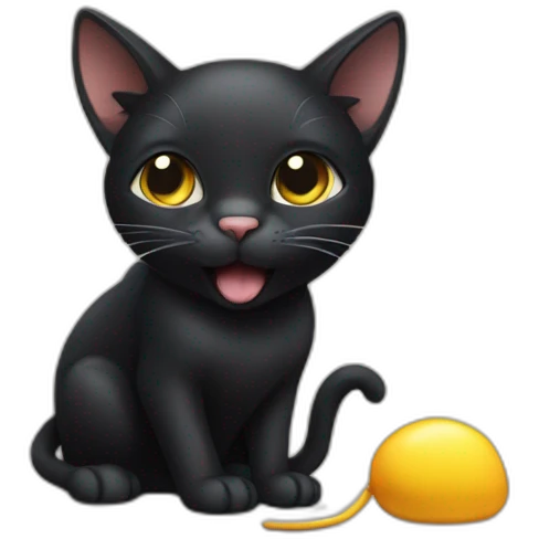 Black cat playing with a mouse emoji
