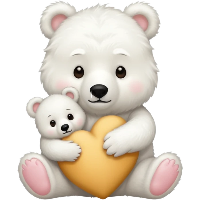 White bear with baby bear emoji