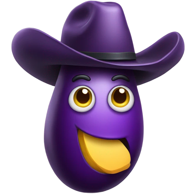 eggplant with a face and a cow boy hat emoji