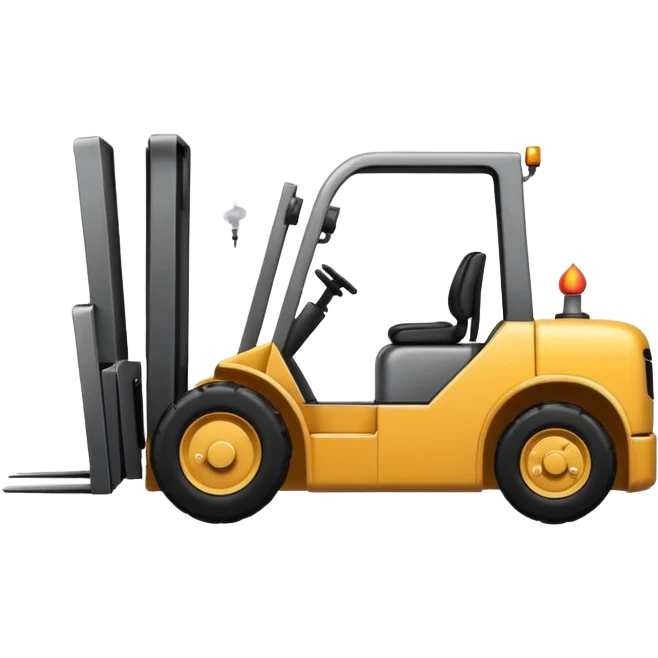broken forklift with clouds of smoke around emoji