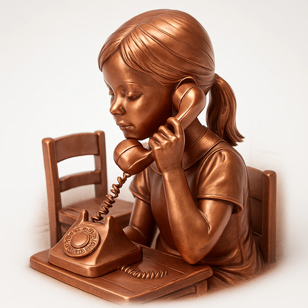 girl talking on telephone in her room emoji