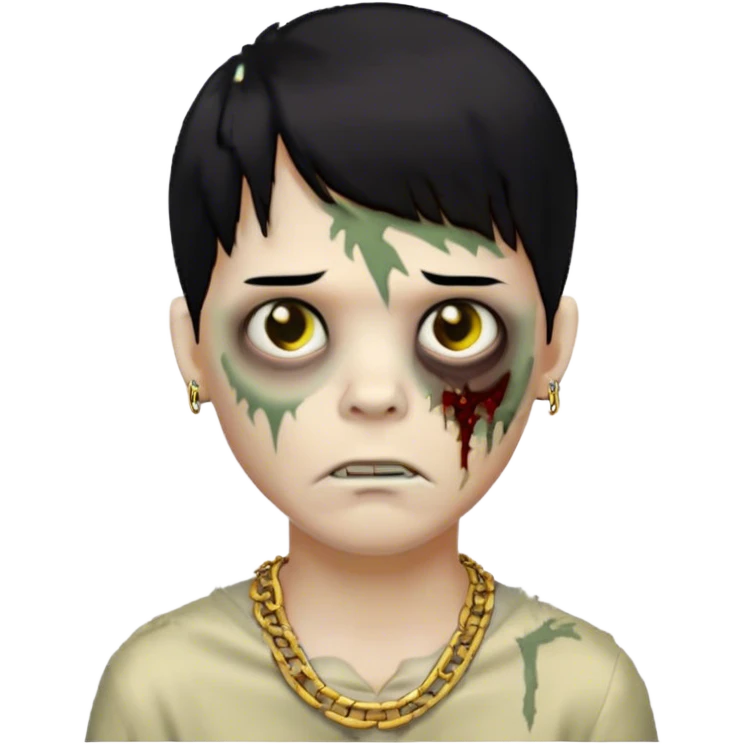 zombie boy, black hair with bangs, and a gold chain emoji