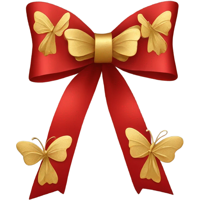 Red bow with gold butterflies emoji