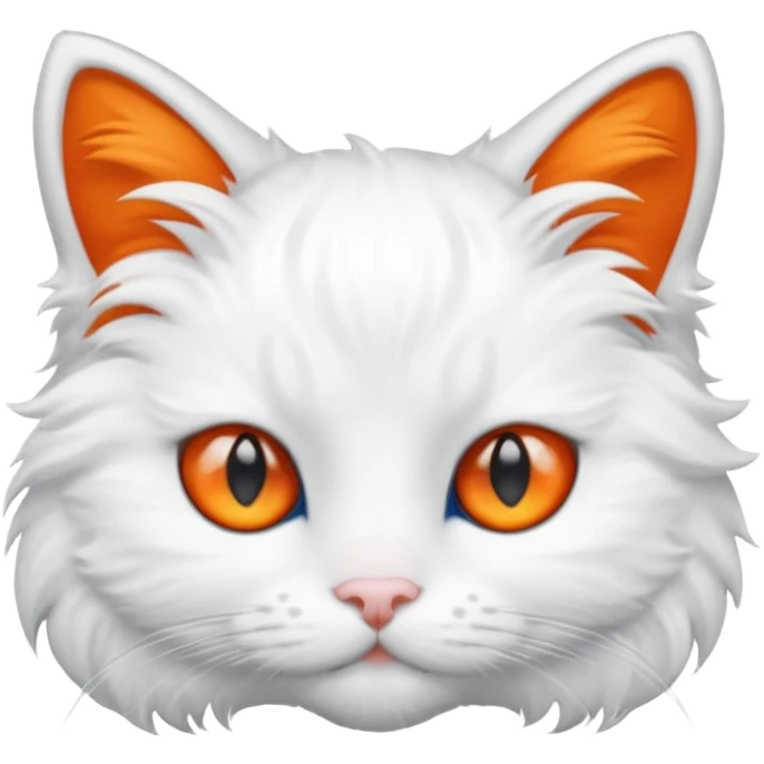 White cat with orange pelomeria hair clips emoji