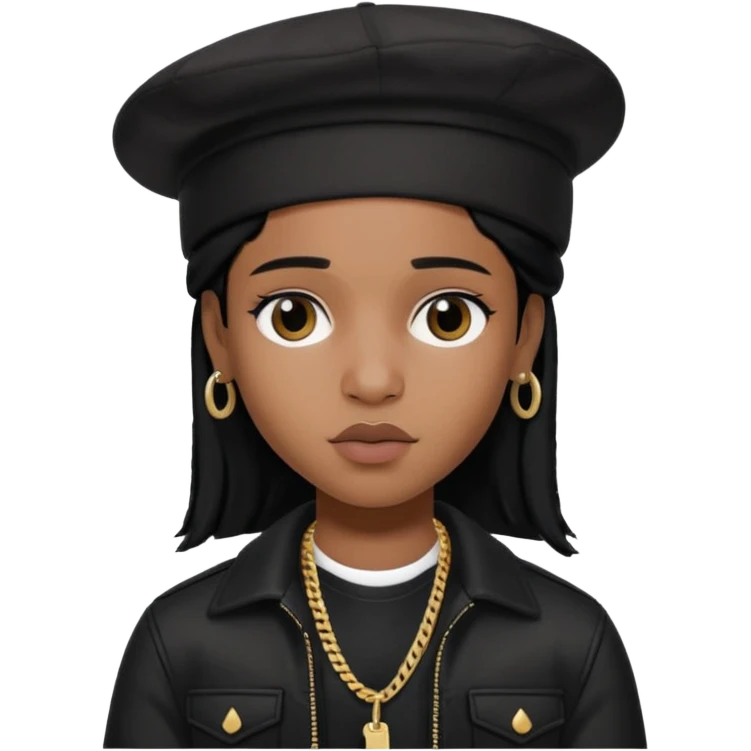 ASAP ROCKY pretty bratz with black hat and clothes, black hair emoji