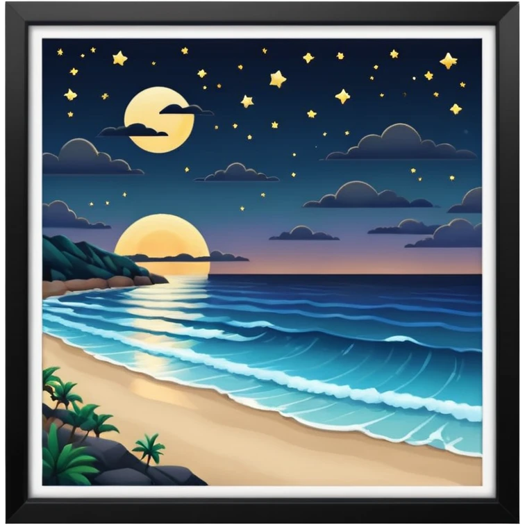 Night time over the ocean and beach  emoji
