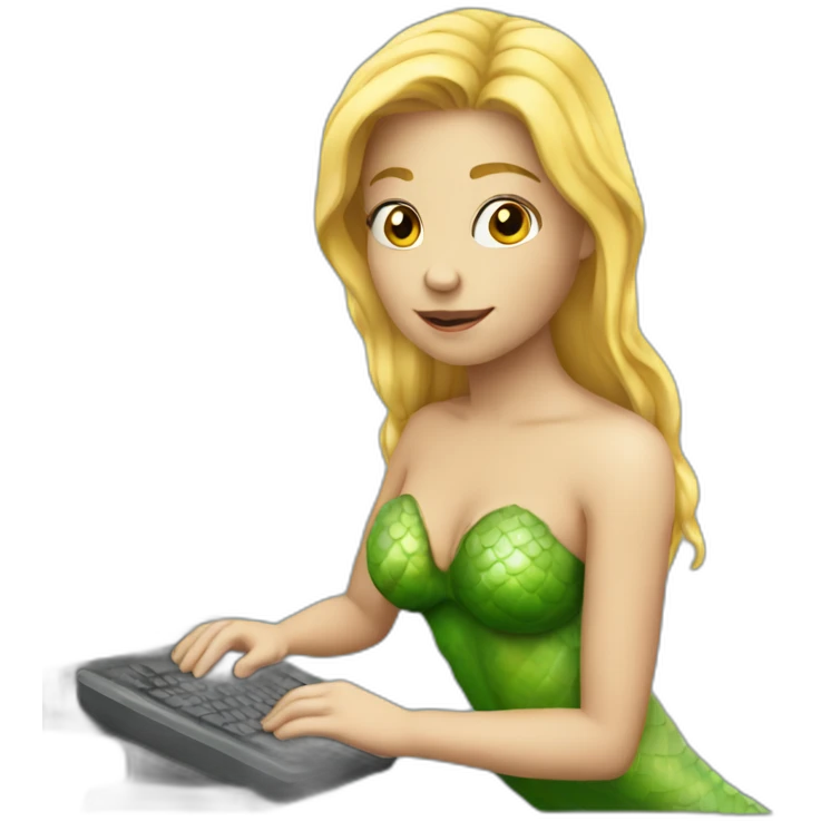 mermaid typing on computer emoji