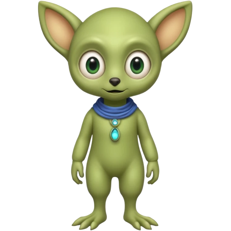 full body cute peacefull alien furry with 2 legs and eye stalks stands upright and looks intelligent ...wears clothing. not green..looks happy and cudly... doesnt have eyes on face, there is a stalk coming from top of head with a single large eye emoji