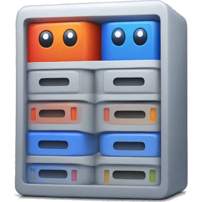 computer database with colors - red, blue and orange emoji