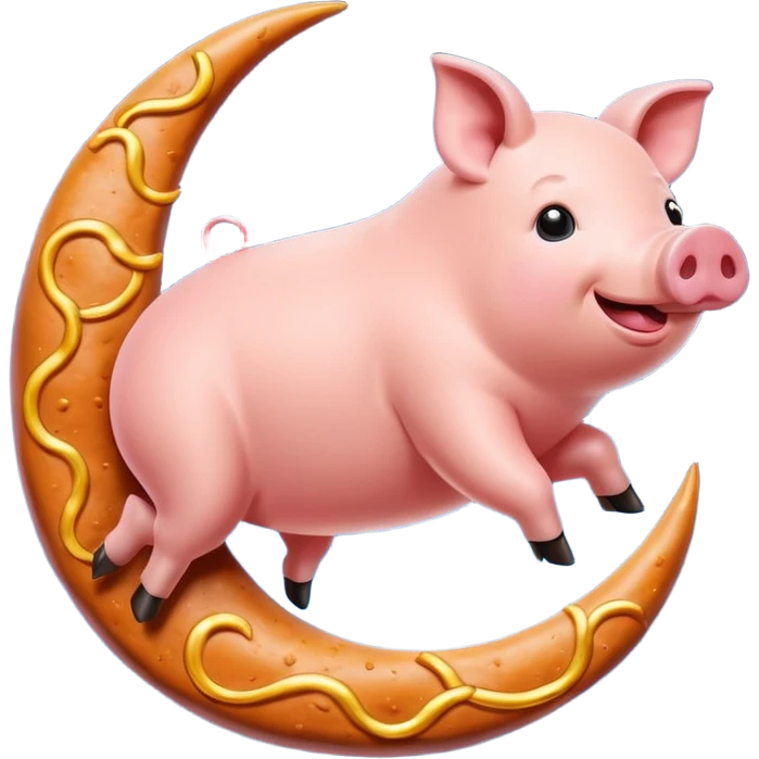 pig jumping over moon made of spam emoji