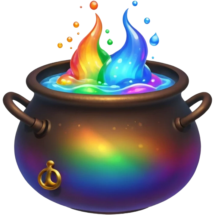 rainbow potion in a cauldron emoji