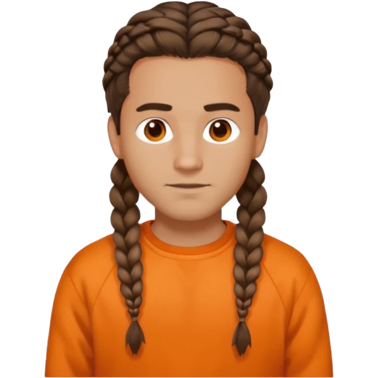 men and, haired, braided, brunet, orange sweatshirt emoji