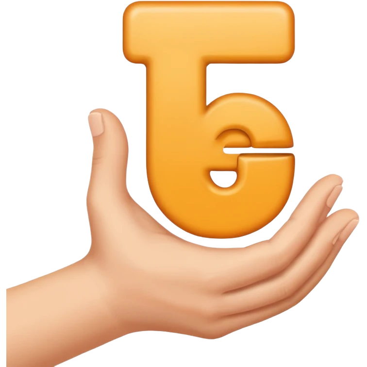 E symbol with hand emoji