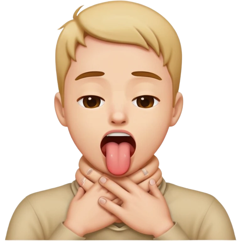 person choking themselves with their hands around their neck and tounge out  emoji
