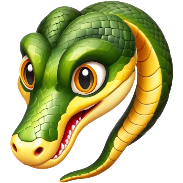 Top-down cartoon snake head for a Snake.io game, with big eyes and a smooth, colorful design. emoji