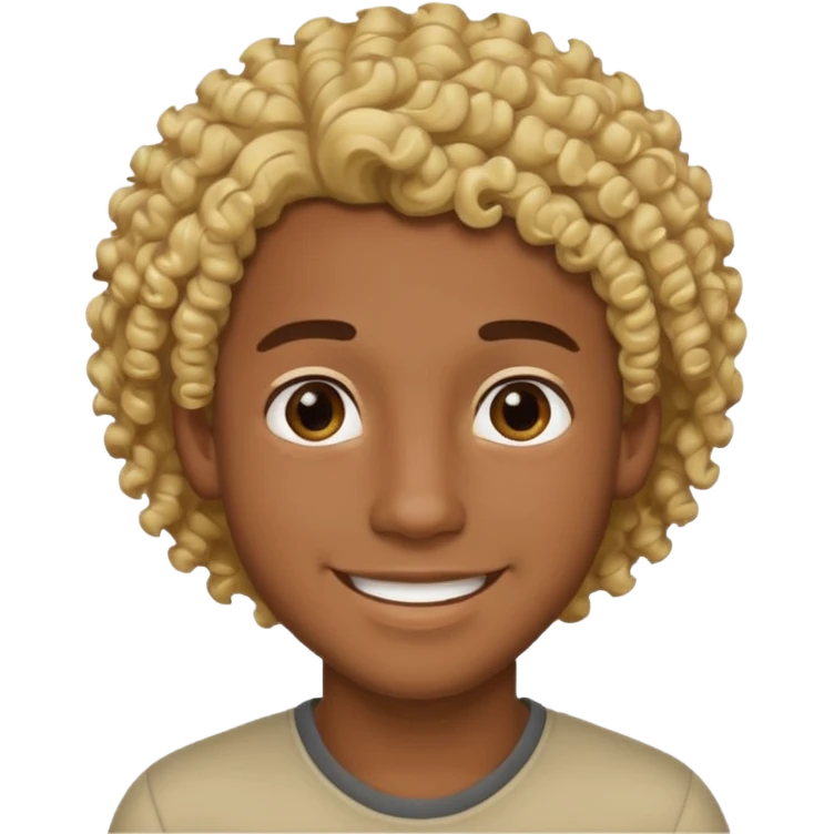 Chico joven latino, piel muy morena, pelo rubio rizado emoji